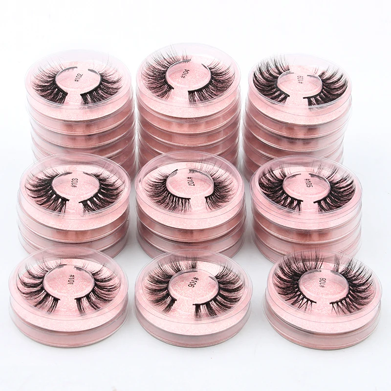 Wholesale Lash 4/10/20/50/100 Pairs Fluffy Wispy False Eyelashes Natural Mink Lashes Eyelash Extension Makeup Customized logo