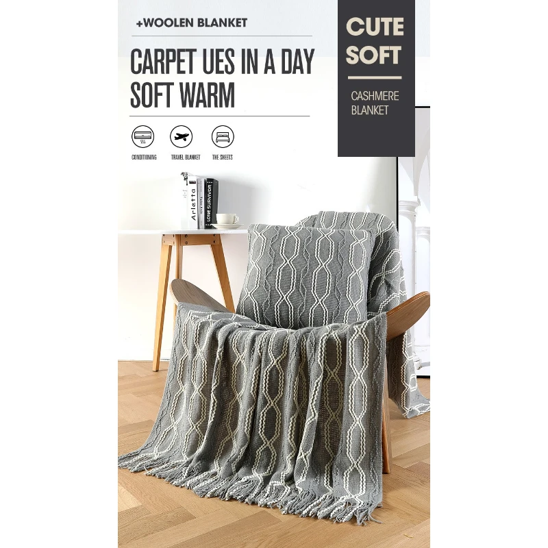 الشمال محبوك شرابة هندسية منقوشة رمي بطانية ل أريكة الأريكة السرير الشتاء ديكور المفرش غطاء المتضخم الملكة الملك XXL #6