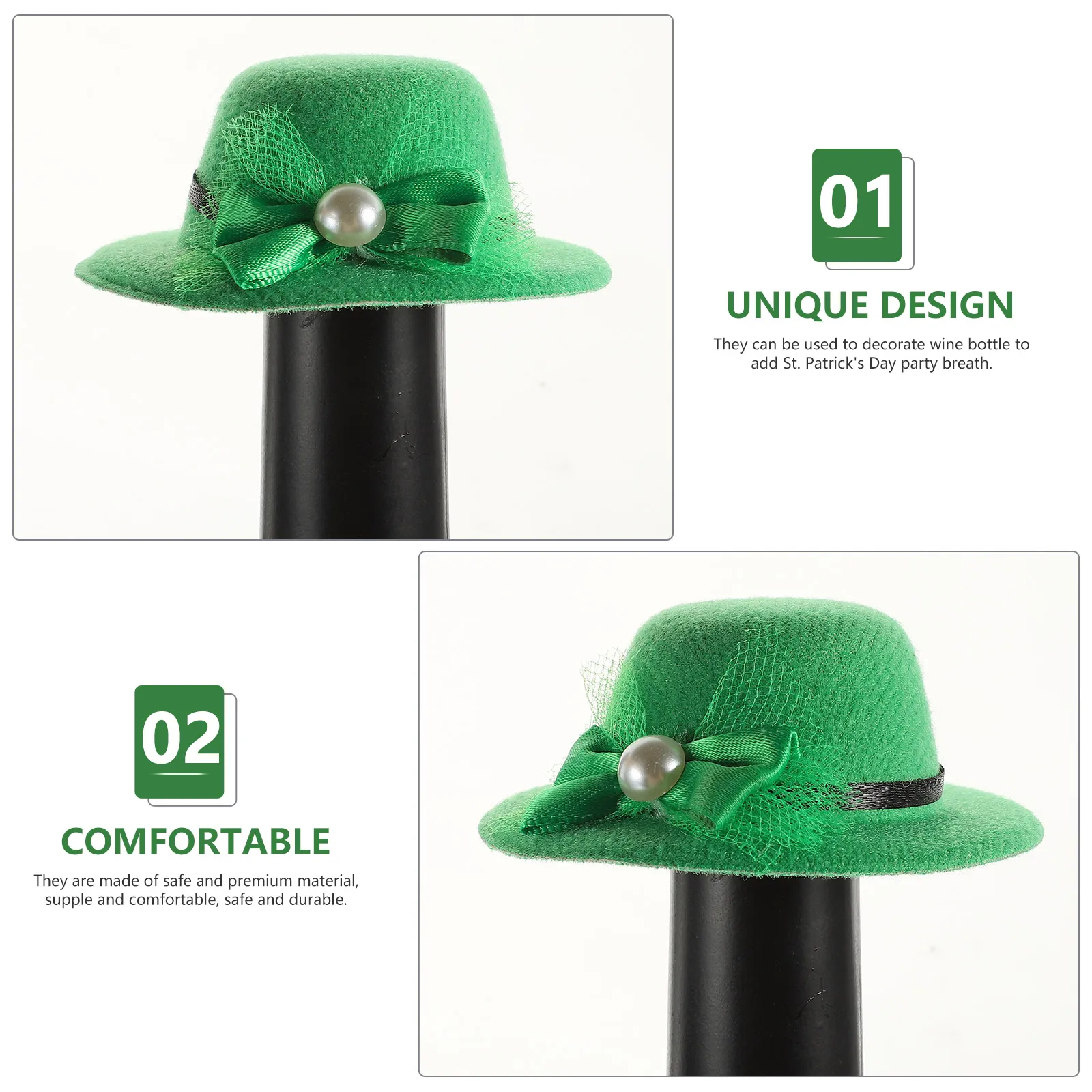 

5pcs Bottle Cap Set EVA Faux Hats for Patricks Day Party Photo Mini Covers Craft Accessories