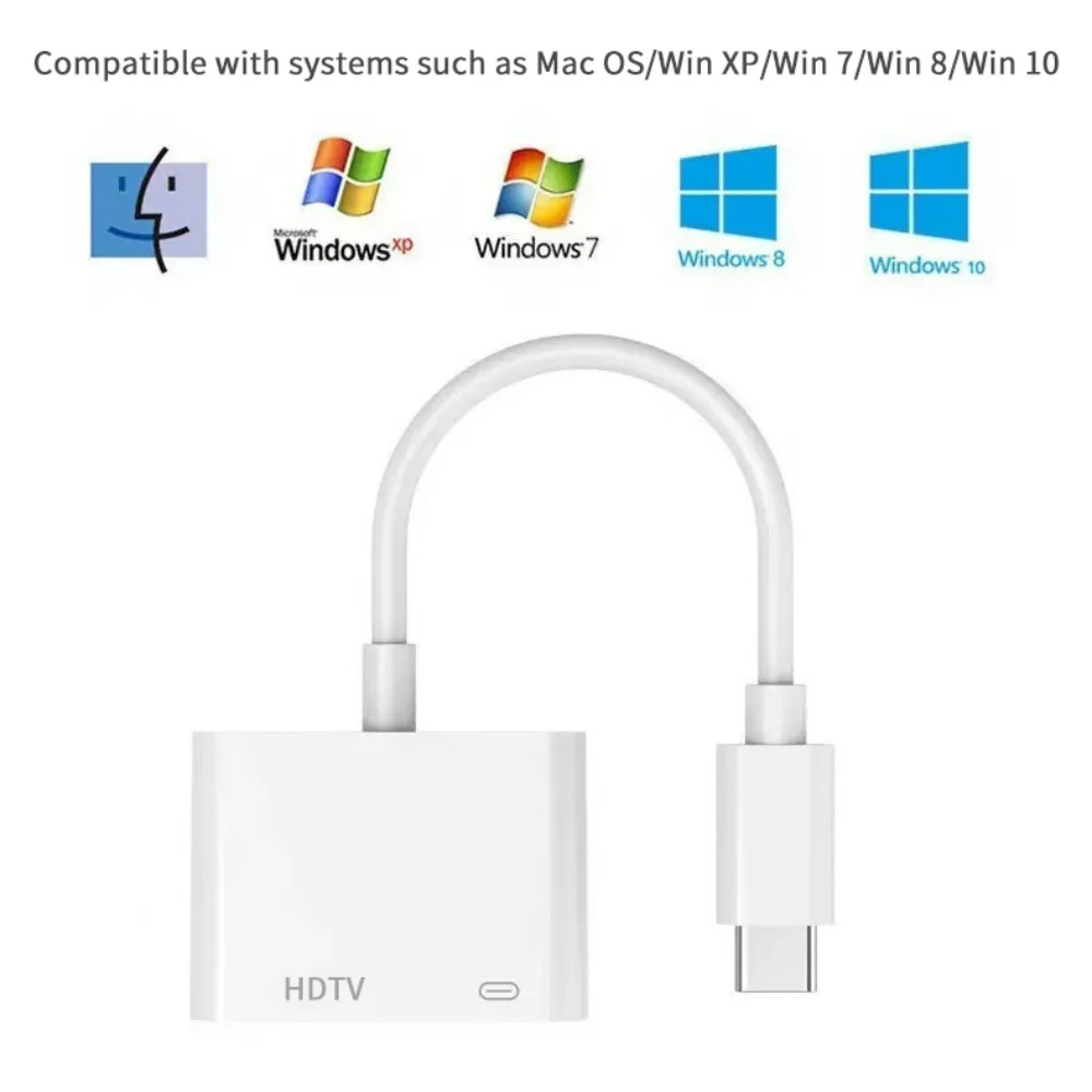 2 в 1, разъем синхронизации экрана высокой четкости 4K, 30 Гц/60 Гц, адаптер типа C для iPhone 16 ТВ-мониторов, цифровой адаптер для проектора