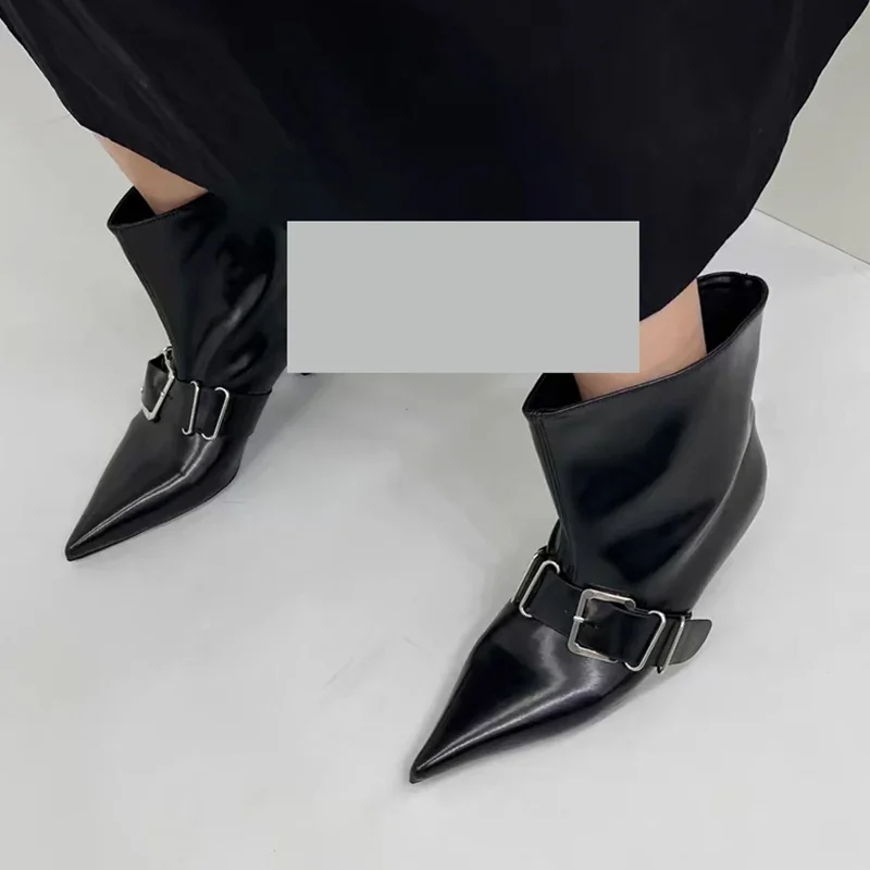 

Women Designer Ankle Boots Pointed Toe Mid Heels Luxury Party Shoes 2024 Brand Women Chelsea Boots Autumn New Fashion Goth Botas