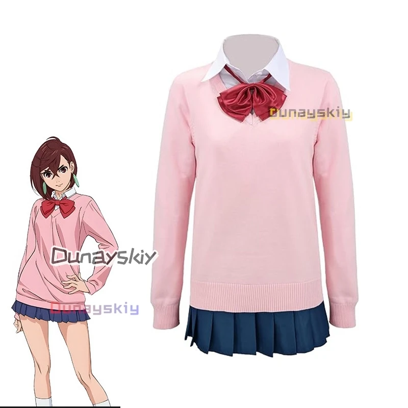 Anime Dandadan Momo Ayase Cosplay disfraz peluca suéter falda uniforme escolar pendientes gargantilla calcetines fiesta de Navidad para niñas mujeres