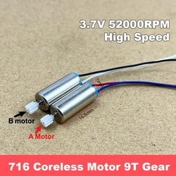 Mini 7mm*16mm 716 Coreless Motor Engine Cooling Hole DC 1.5V-4.2V 3V 3.7V High Speed 9T teeth Plastic Gear Electric Mini Motor