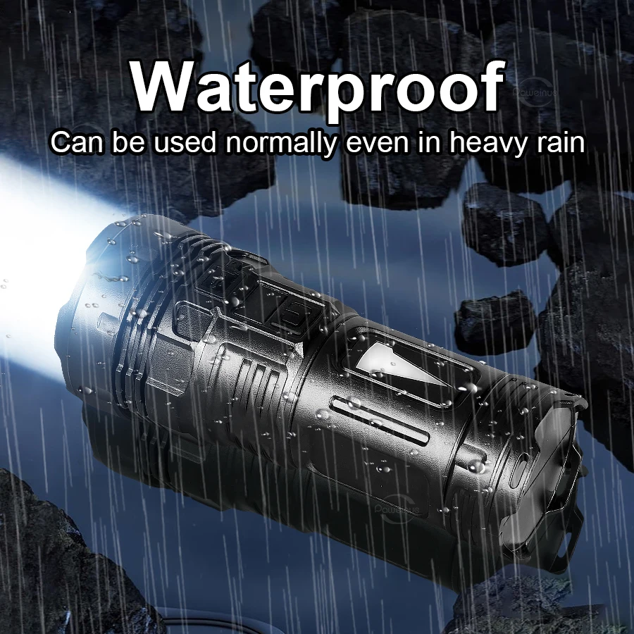 Ultra Bright Led Flashlight With Side Light 7 Led Type-C Rechargeable Tactical Torch Multifunctional Work Light Camping Lantern