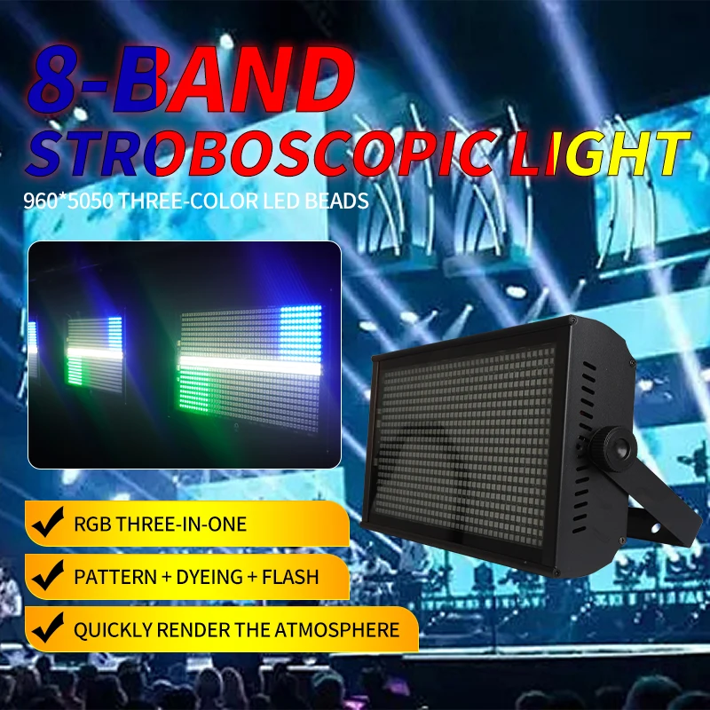 Led DJ Bar 8 Segment Strobe Light Stage RDM DMX Flash Light 3in1 Wash STrobe Effect 960pcs Bar Strobe Lights for KTV Party