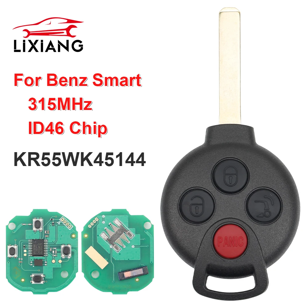 LIXIANG KR55WK45144 Remote Car Key Fob Replacement 4 Button 315MHz PCF7941 for Smart Fortwo 2005 - 2015Mercedes-Benz Fortwo 451