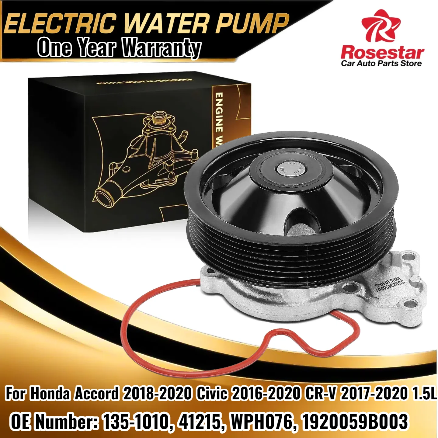 

Engine Water Pump for 2018-2020 Honda Accord, 2016-2020 Civic, 2017-2020 CR-V 1.5L | OE 19200-59B003 | Repl 135-1010, 41215