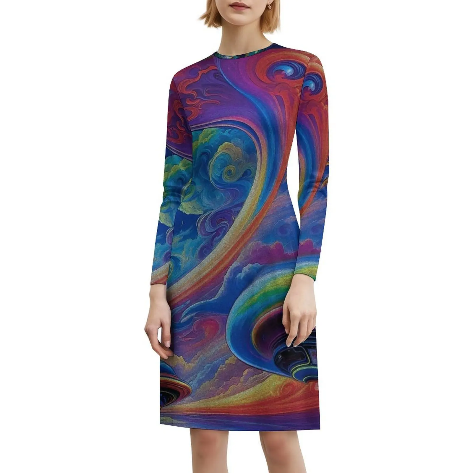 العمل الجماعي (إصدار Be Happy) فستان سموك مزين بالزهور للنساء للربيع والصيف فستان كاجوال للحفلات الجماعية معًا ممتعًا