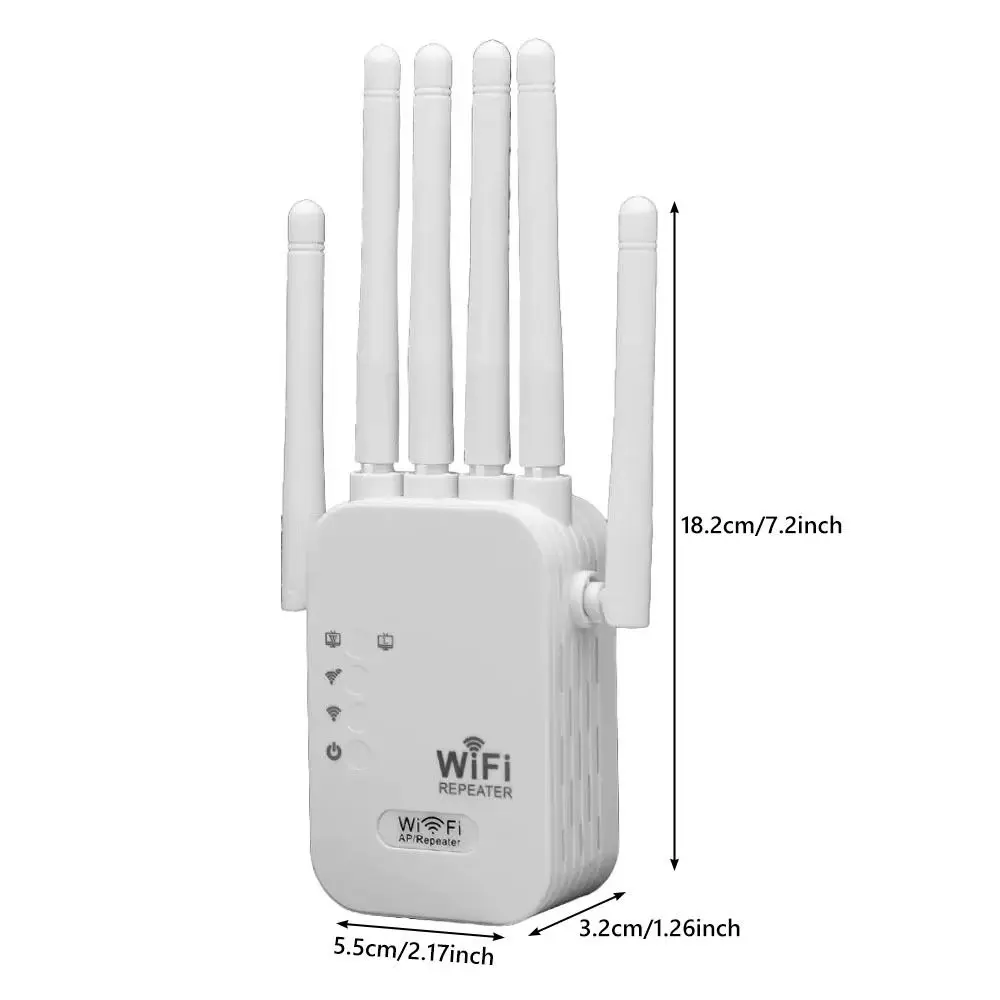 1200Mbps WiFi Repeater Dual-Band 2.4G/5G Penguat Sinyal WiFi 802.11ac Wireless WiFi Extender untuk Jaringan Rumah atau Kantor