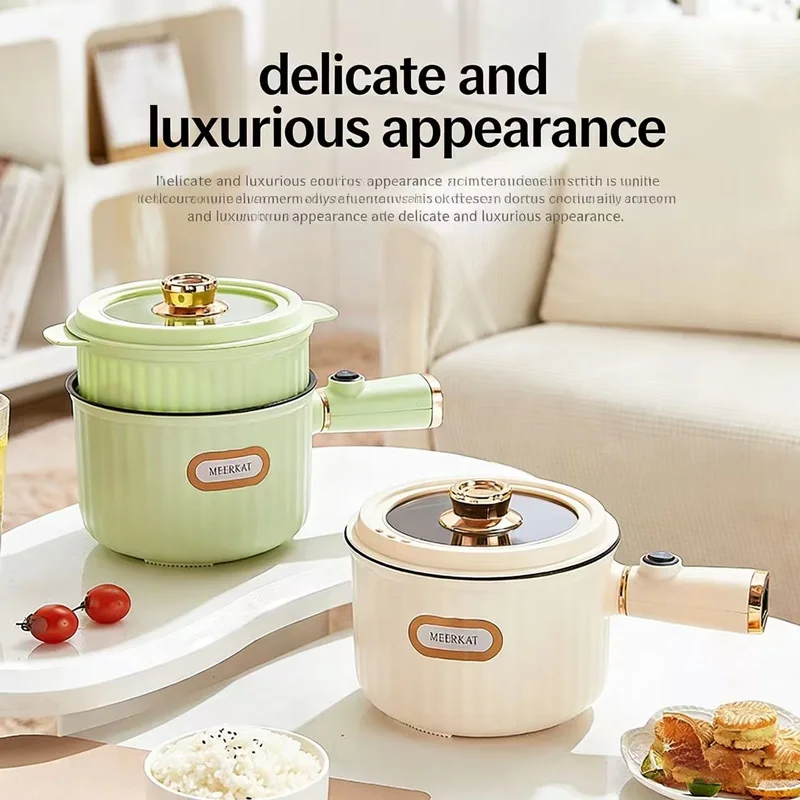 New 450W 1.5L Multifunctional Electric Cooking Pot 110V/220V Double-Layer Portable Steamer Non-Stick Mini Hot Pot For Household