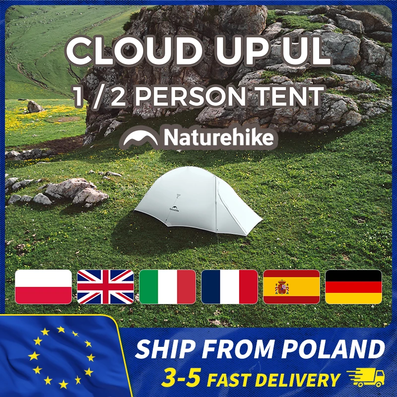 Tenda Naturehike Cloud Up UL per 1-2 Persone, Tenda Leggera da Backpacking con Base, Autoportante, Ultraleggera per Campeggio ed Escursionismo