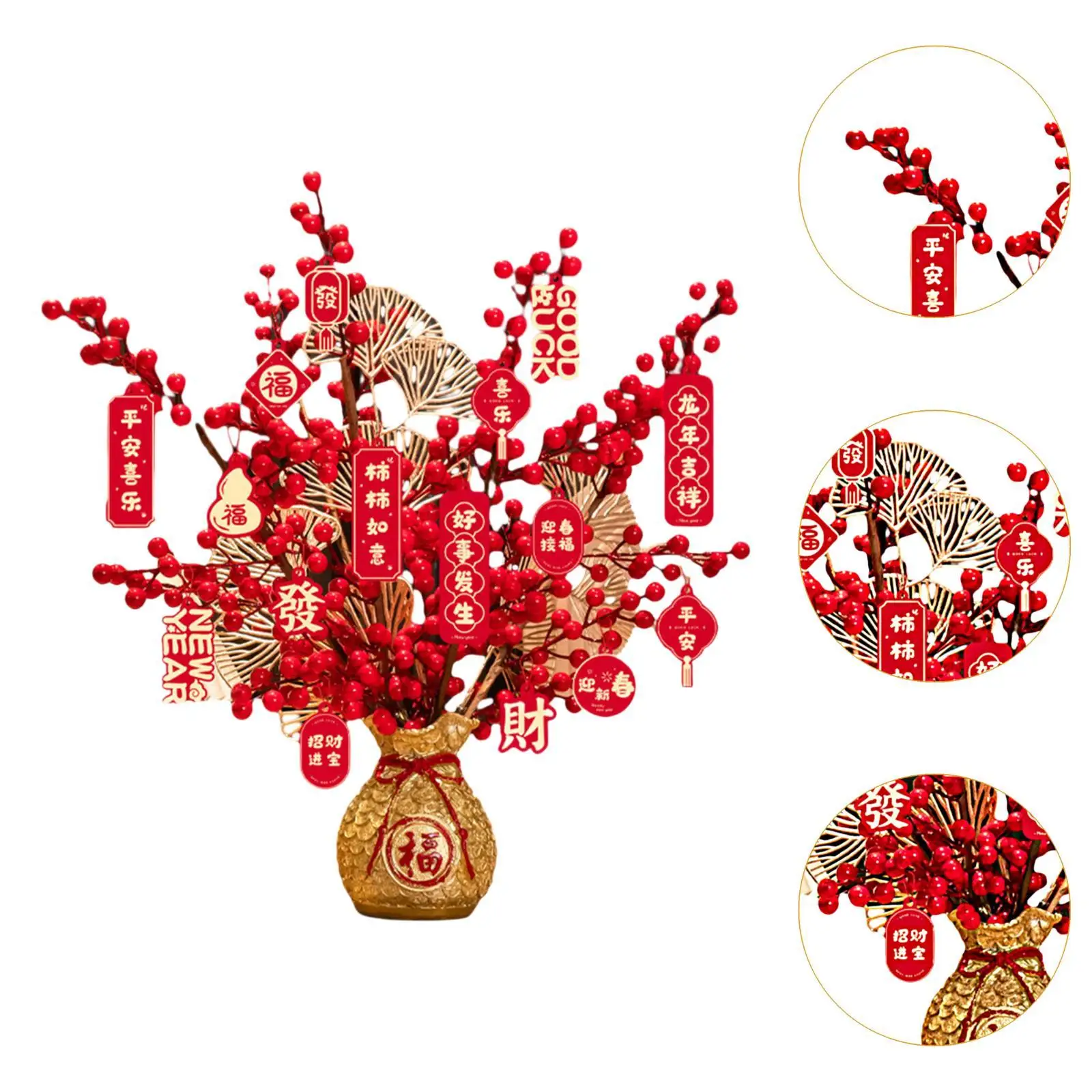 مزهرية نباتية صناعية للعام الصيني الجديد لعام 2025 لتزيين الطاولة مصنوعة يدويًا #5