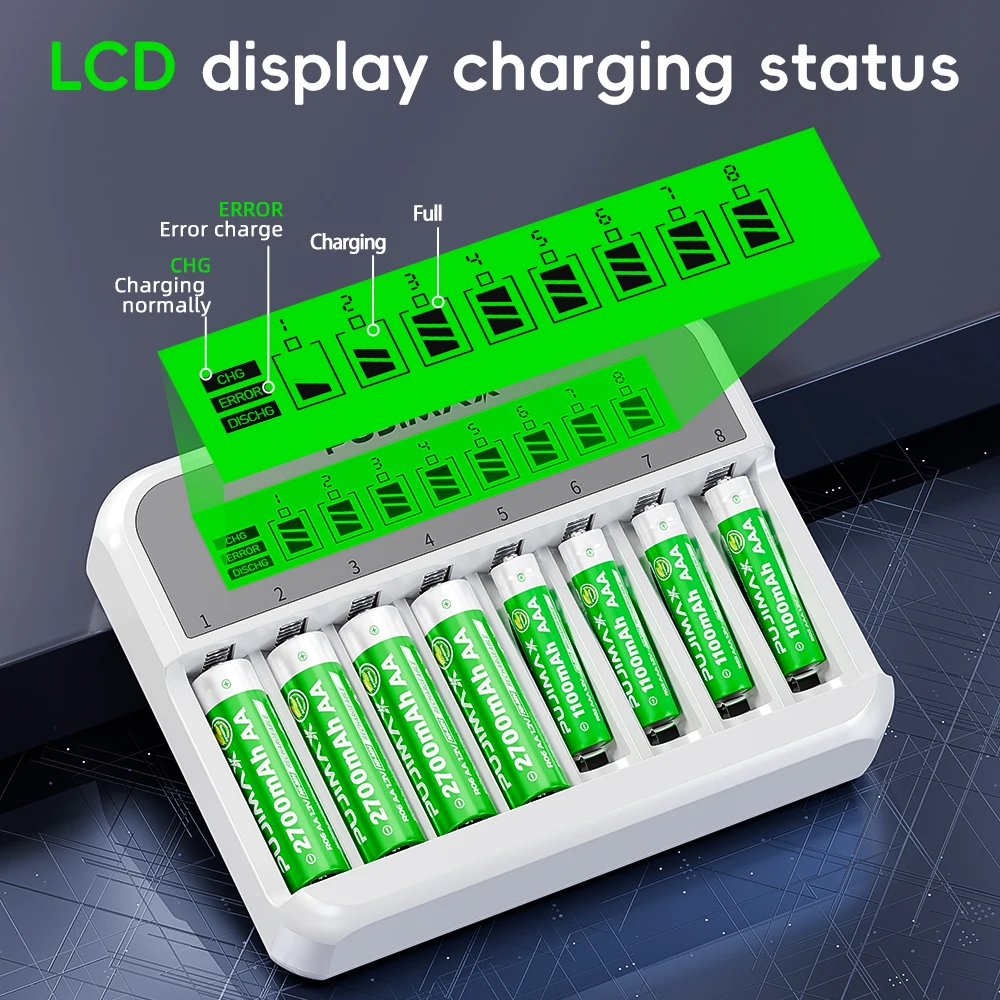 Akumulator PUJIMAX Ni-MH o dużej pojemności 1.2V AA&AAA 2700mAh 1100mAh do zdalnego sterowania, myszy, zabawek elektrycznych — zdjęcie produktu 3