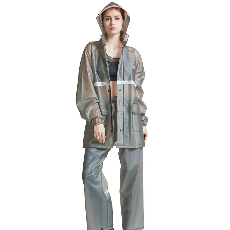 남녀공용 두꺼운 PVC 스플릿 비옷 세트, 방수 통기성 오토바이 레인 재킷 바지, 세트 휴대용 레인 기어, 패션