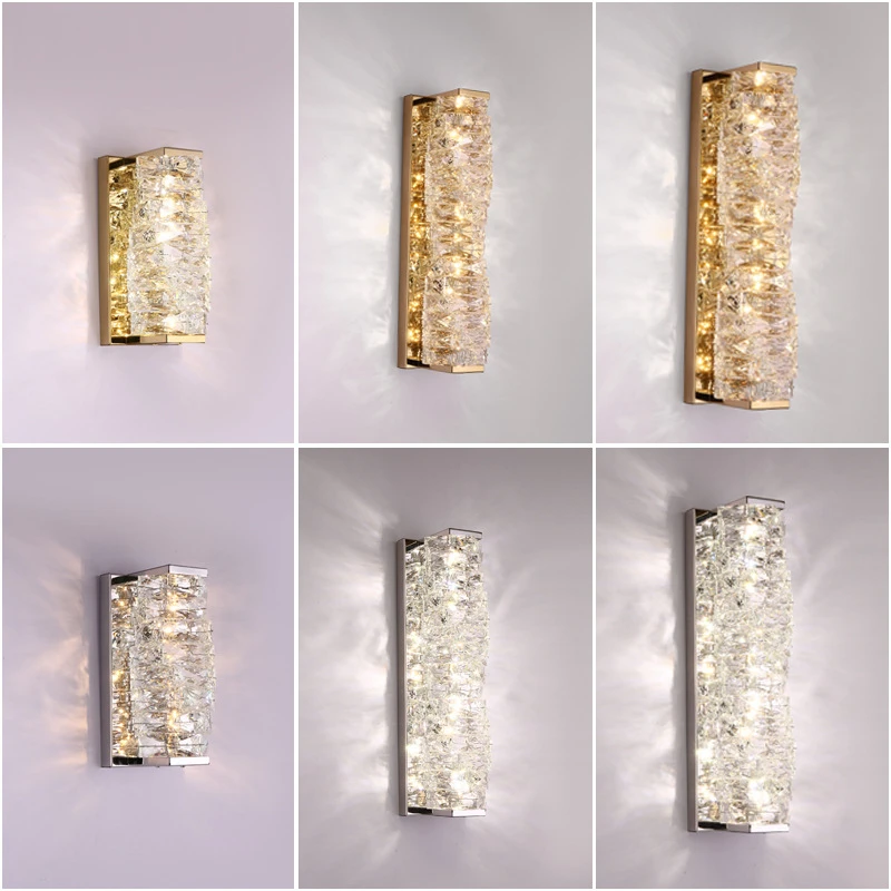 Imagem -03 - Modern Gold Crystal Wall Sconce Lâmpada Led para Sala de Estar Quarto tv Fundo Luzes Interiores Luminárias Domésticas Luxo k9