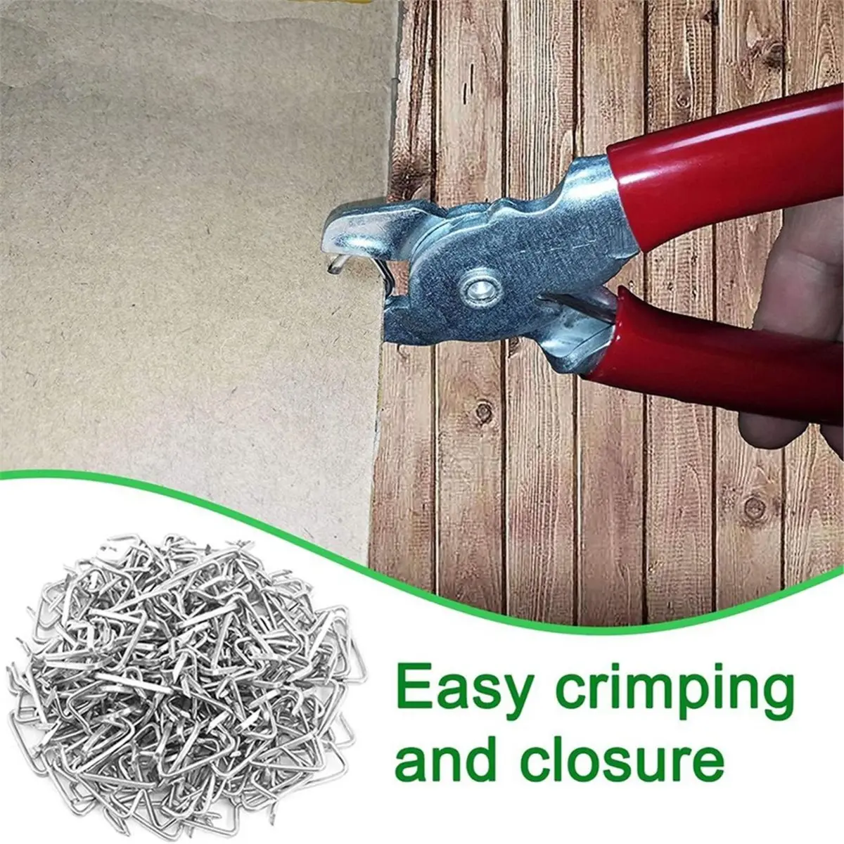 Heavy-Duty Hog Ring Pliers Kit - 300 Fasteners Included for Pet Cages, Fencing, Upholstery & DIY Repairs