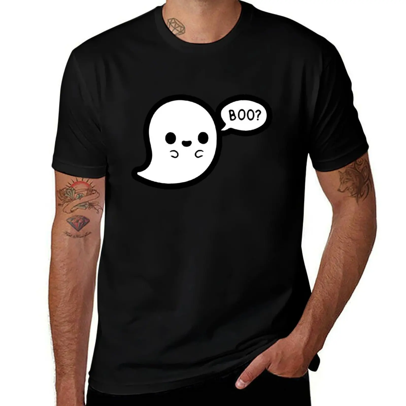Boo Ghost Halloween / Cute Ghost Spooky Scary Funny T-Shirt Soft Casual Short Sleeve Cotton Tee