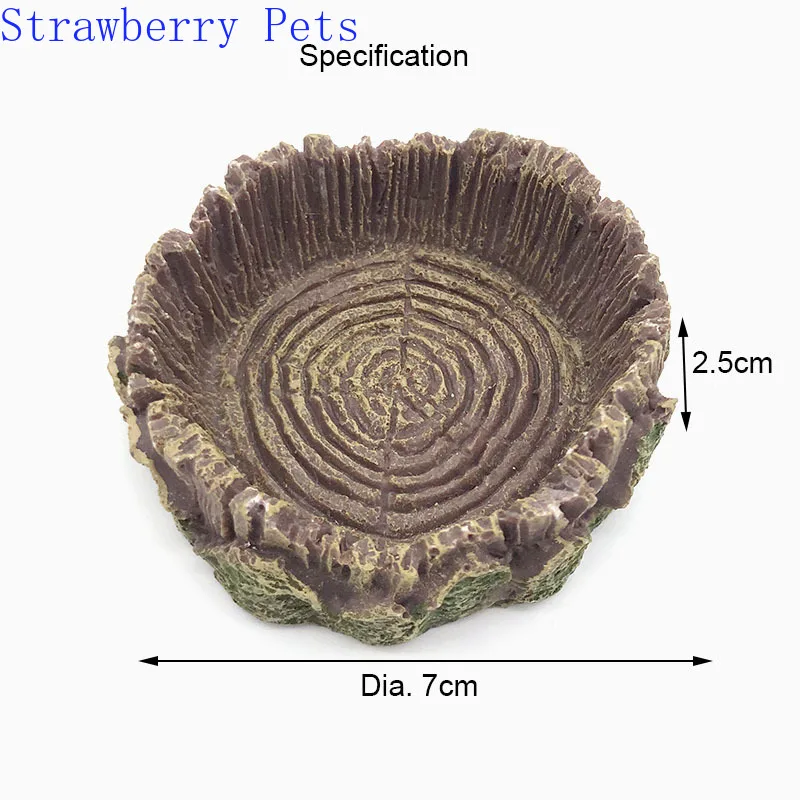 Resin Aquarium Pet Reptile Feeder Bowl Basin Food Water Pot Reptile Turtle Tortoise Scorpion Lizard Crabs Supplies 10cm