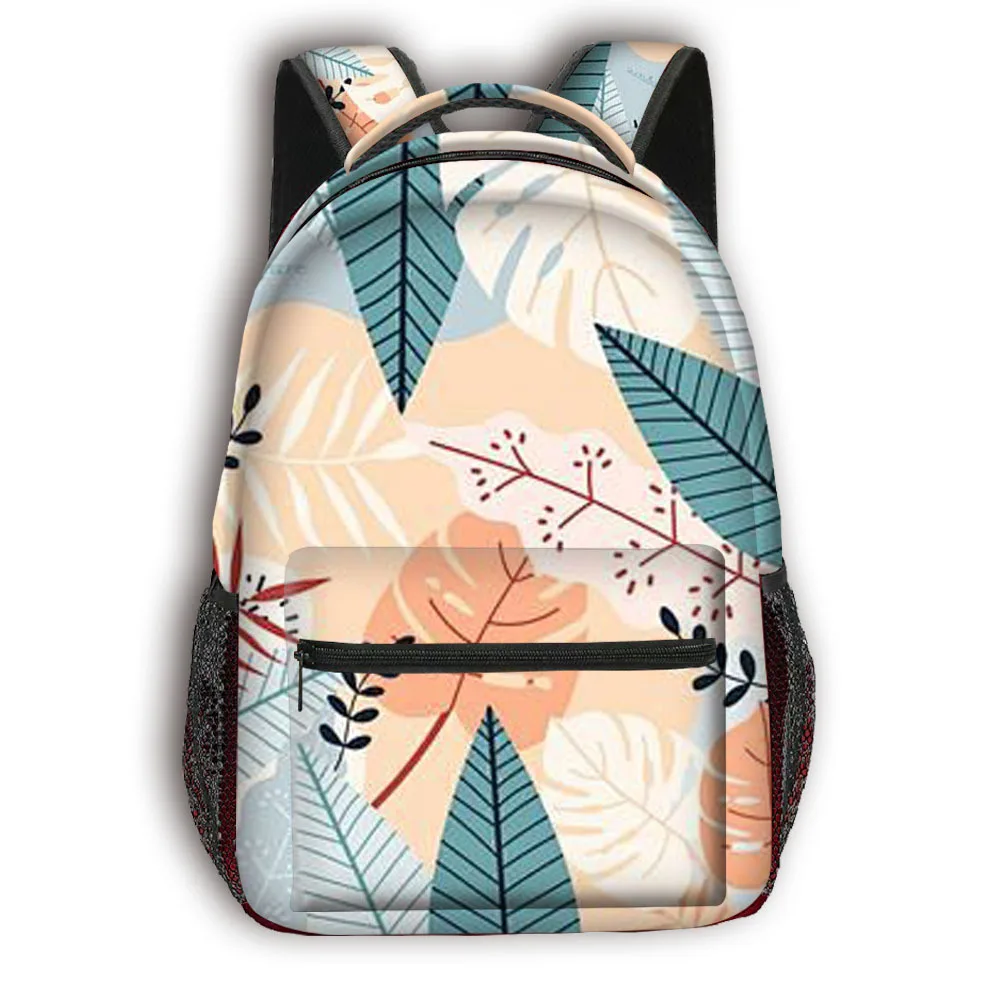 

Рюкзаки для школы и путешествий в стиле K-pop с 3D-принтом, унисекс, с рисунком цветов и листьев, водонепроницаемые, из ткани Оксфорд, для ноутбуков