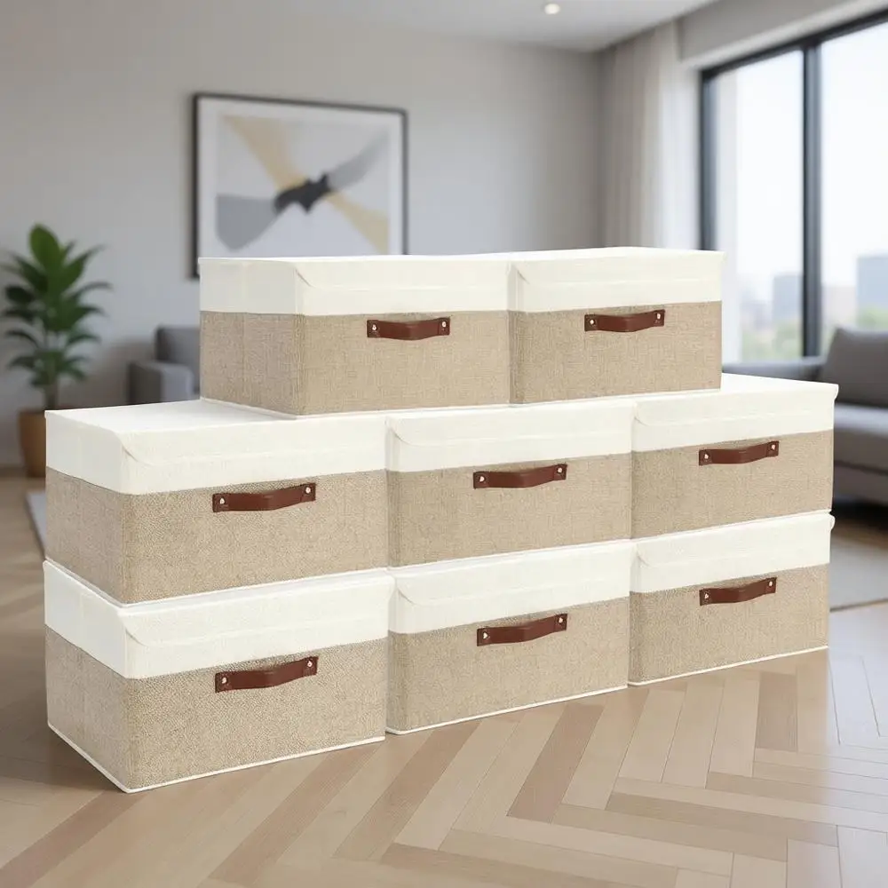 

8-Pack Decorative Storage Bins with Lids for Bulk, Shelves, Desks, Closets, Playrooms, Classrooms, Offices, Bedrooms (15x10x10,