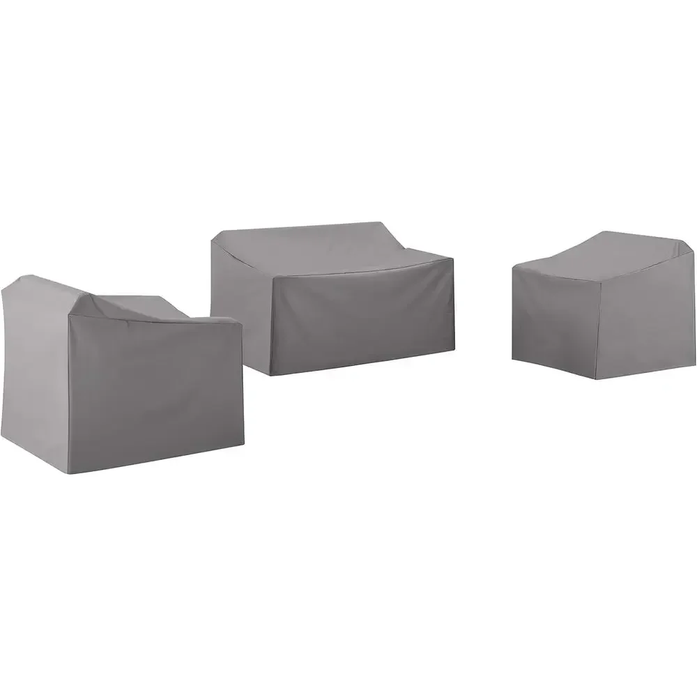 Patio Furniture Covers, Waterproof 3-Piece Set for Outdoor Chairs and Loveseat, Gray