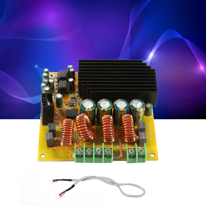 Módulo de placa amplificadora 2x300w, canal duplo tas5630 com pré-amplificador ad827, classe d, módulo digital hifi de alta potência, fácil instalação