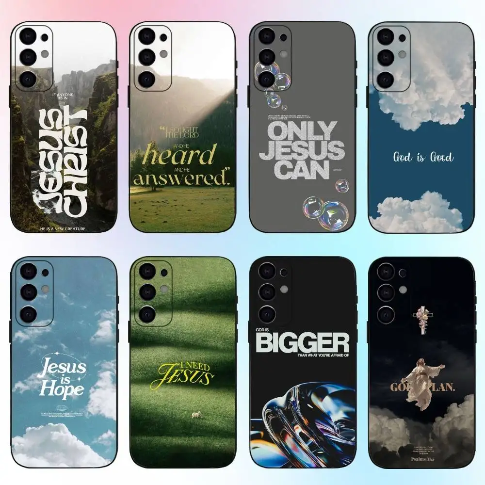 

B-Bible Verse J-Jesus Christ Phone Case For Samsung S25,S24,S21,S22,S23,S30,Ultra,S20,Plus,Fe,Lite,Note,10,9,5G Black Cover