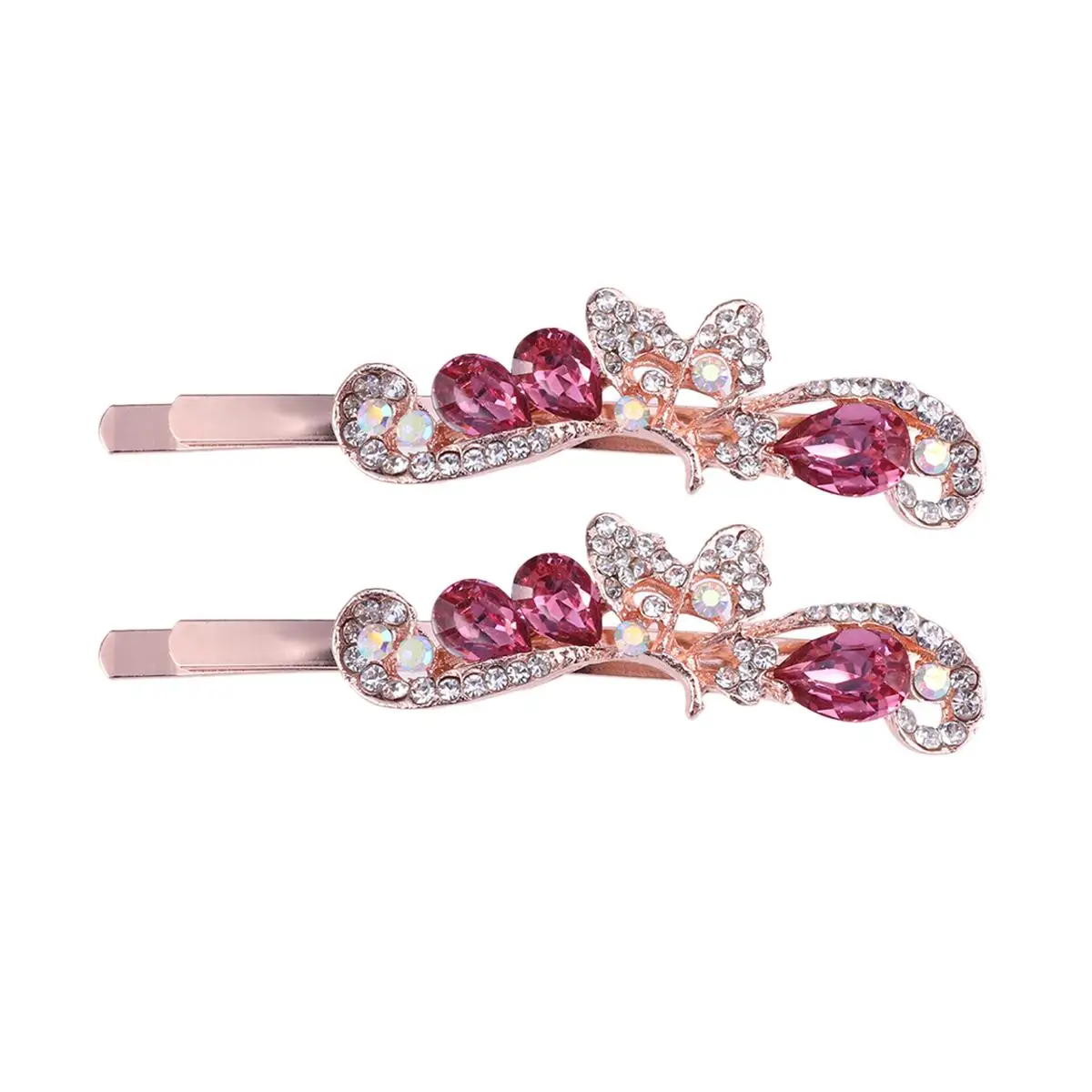 

2PCS Butterfly Hairpins Set Elegant Crystal Barrettes Graceful Ornaments Hair Accessories Wedding Bridal Party Prom