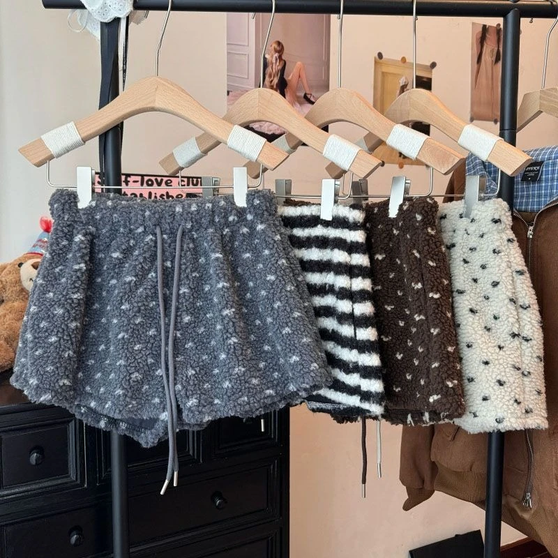 

Y2k осень-зима новые теплые шорты для женщин 2000-х годов Kawaii Sweet Soft Homewear шорты Spicy Girl уличная одежда на шнуровке шикарные шорты