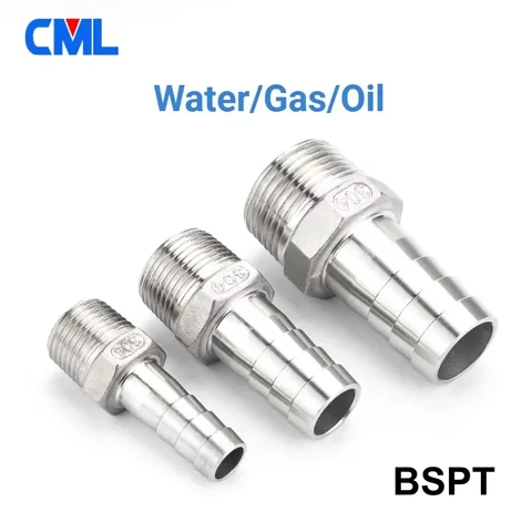 6 8 10 12 13 15 16 18 19 20mm 1/8" 1/4" 3/8" 1/2" 304 Stainless Steel BSPT Male Thread Barb Hose Pagoda Joint Coupling Connector