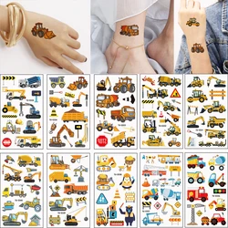 10 Sheets Excavator Vehicle Pattern Temporary Tattoos For Hand Engineering Crane, Cartoon Tattoos Stickers for Body Art