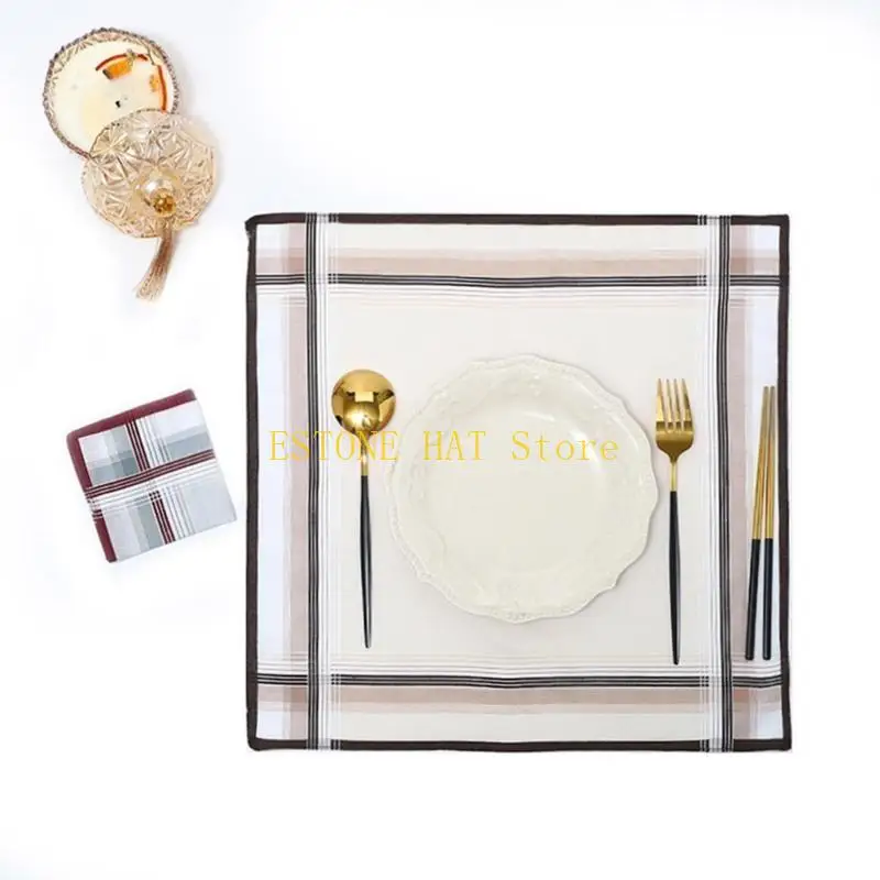 

49MF 12pcs 40x40cm Male Stripe Handkerchiefs Colorful Hankies Pocket Stripe Pattern Pocket Square Handkerchiefs for Male