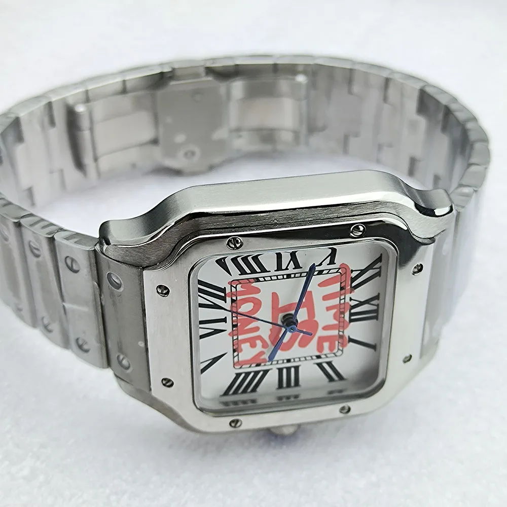 Orologio NH35 L'ora è denaro Orologio da uomo meccanico automatico in acciaio inossidabile Orologio quadrato Movimento NH35