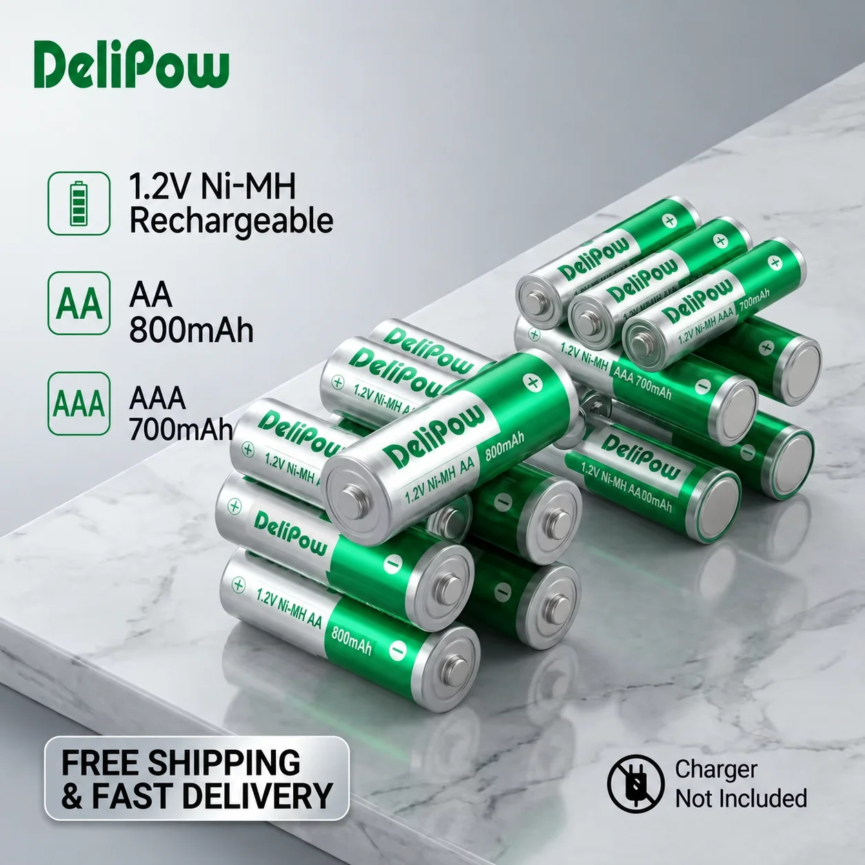 Rechargeable AA AAA Battery 1.2V Ni-MH 800mAh 700mAh for Toys Mouse Toothbrush Shaver Remote Control 2PCS 4PCS 8PCS