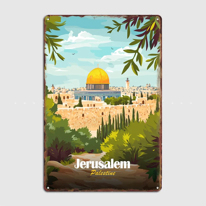 Jerusalem, Palestine Travel Poster Metal Sign Life Wall Custom Bedroom Indoor Home Wall Decor Posters Room Decoration