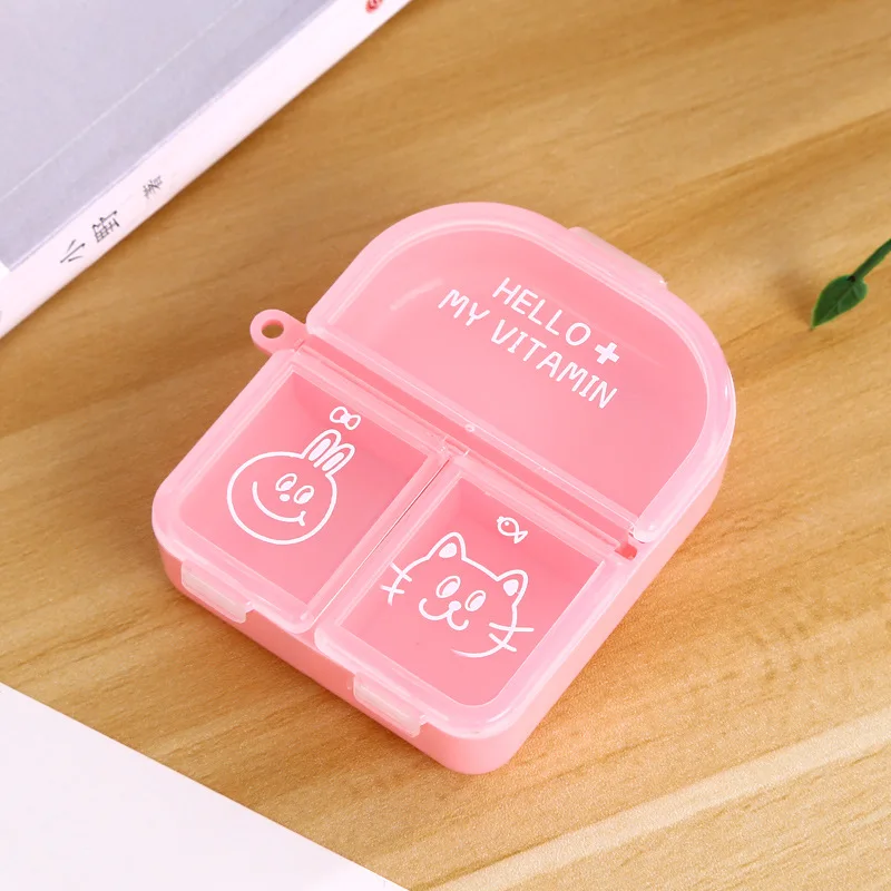 

Portable Cute Medicine Box Travel Box Mini 3 Grid Pill Cases Medicine Box Storage Mini Small Size Packaging