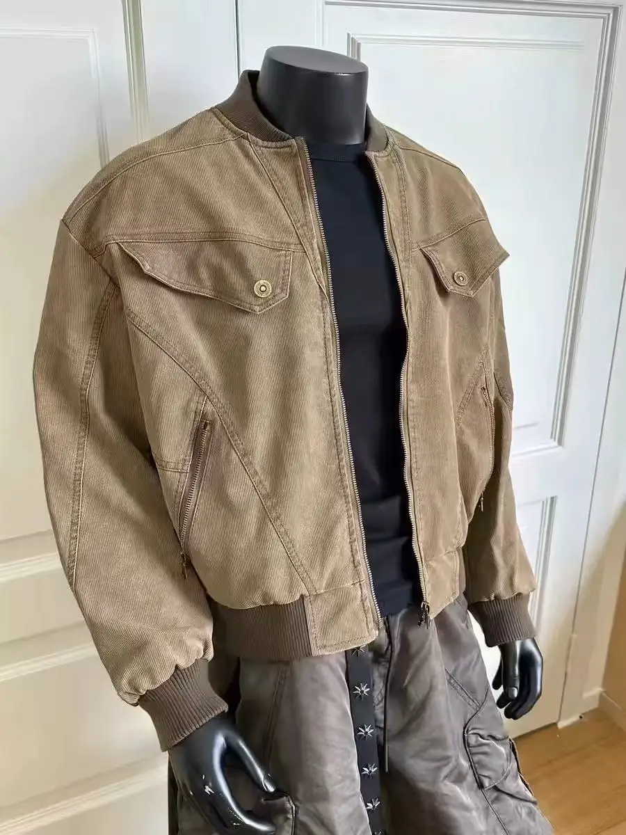 

Американская рабочая одежда в стиле ретро, мужская весенняя свободная верхняя одежда Sli ort, ветрозащитная вельветовая ткань из полиэстера