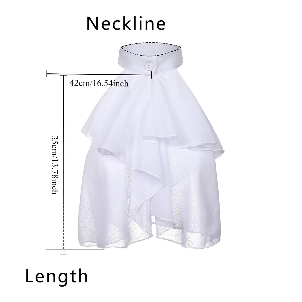 Cuello con volantes renacentista: elegante pieza de cuello desmontable blanca para disfraces y recreación histórica