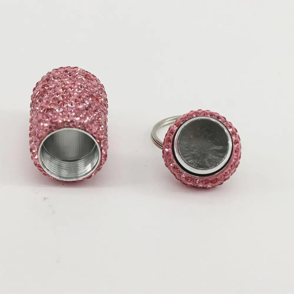 휴대용 라인 석 크리스탈 과립 보관 상자 비타민 열쇠 고리 블링 의학 병 캡슐 주최자 여행 알약 케이스