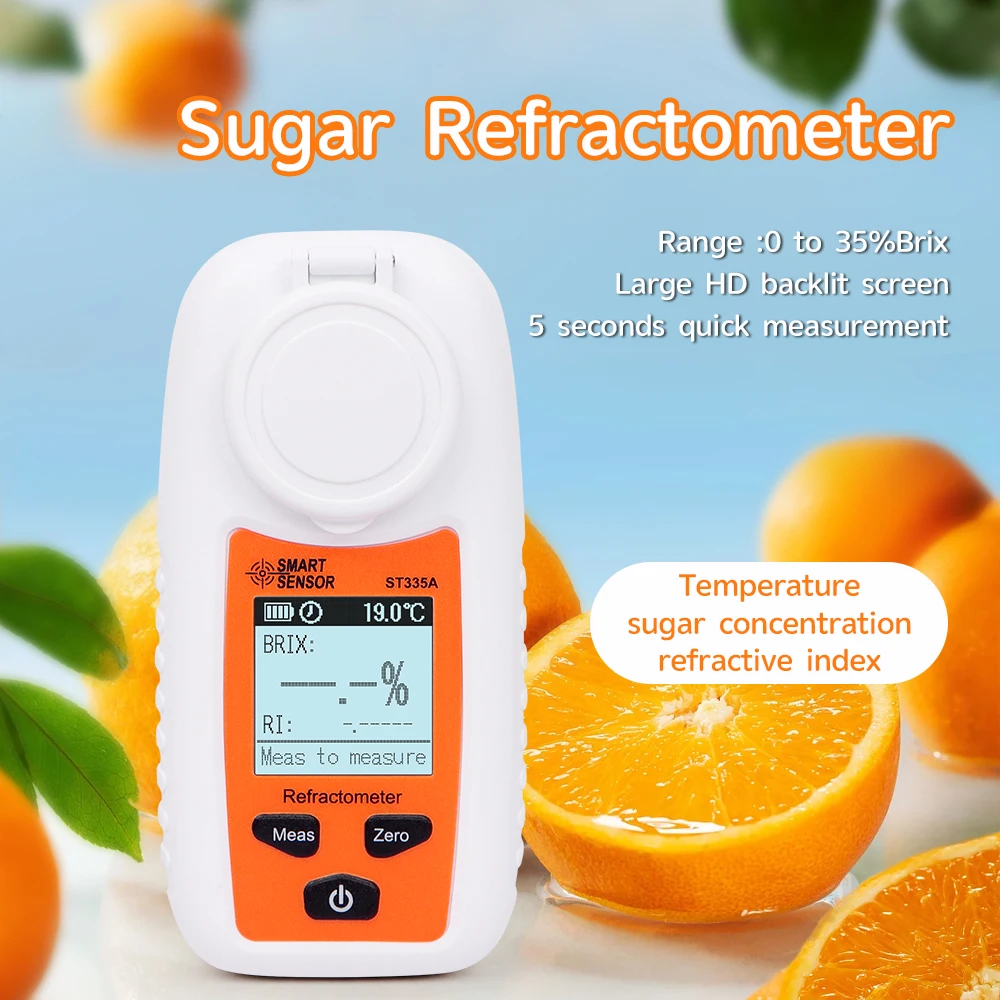 

LCD Digital Refractometer Brix Meter 0-35% Sugar Refractometer Saccharometer Fruit Juice Beverage Sugar Content Detector