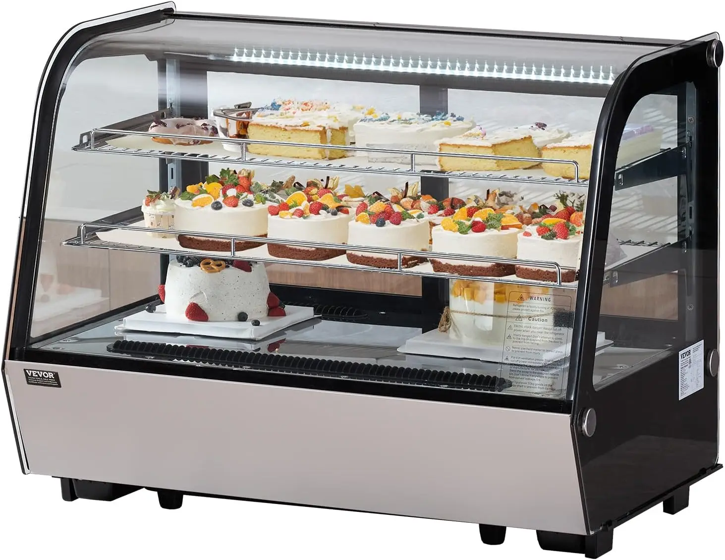 

Refrigerated Display Case, 5 Cu.Ft./146L Countertop Pastry Display Case, 2-Tier Commercial Display Refrigerator with LED