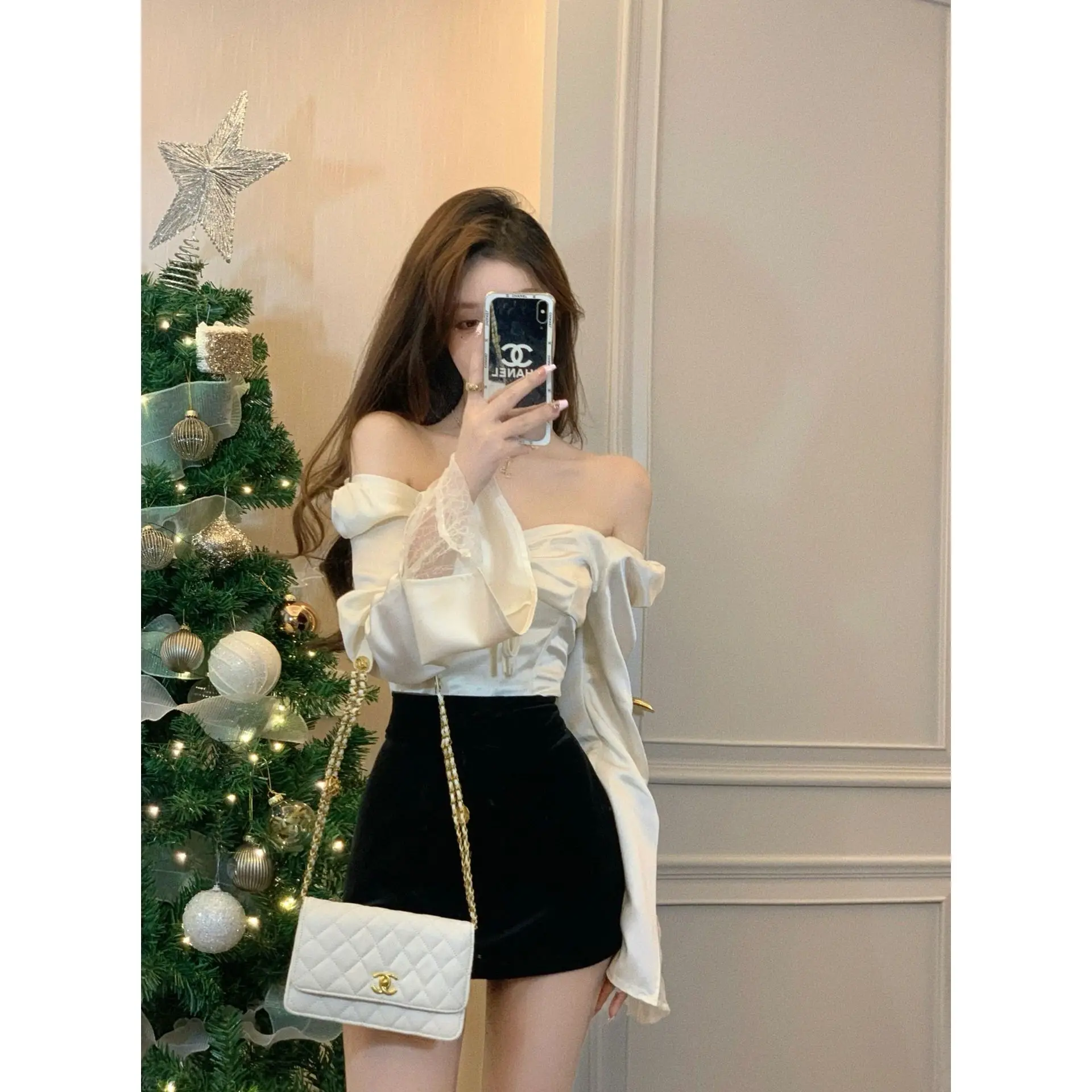 French Temperament Socialite Style Mature Lady High-end Outfit Skirt Tea Style Women's Commutin Spring Autumn Top