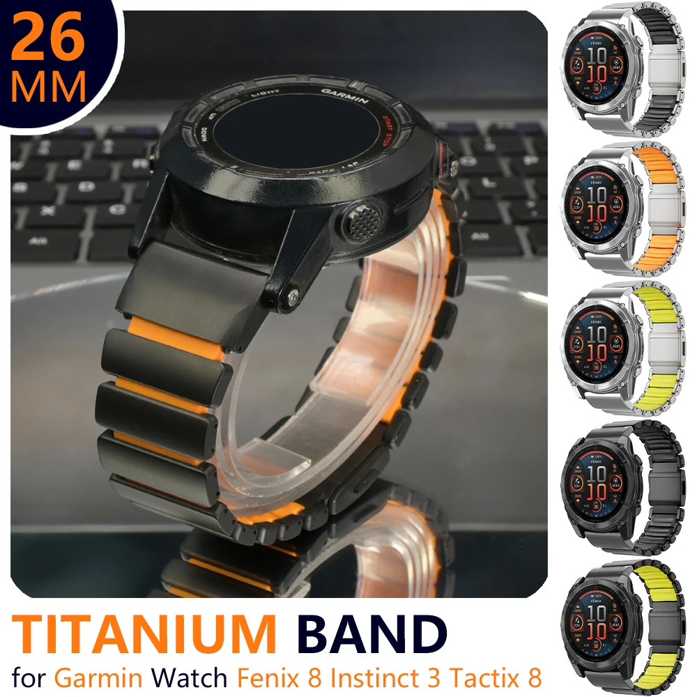 

26mm Titanium Band for Garmin Watch Fenix 8 7X Pro Tactix 7 Quick Fit Stainless Steel Strap for Garmin Enduro 3 2X Instinct 3 2X