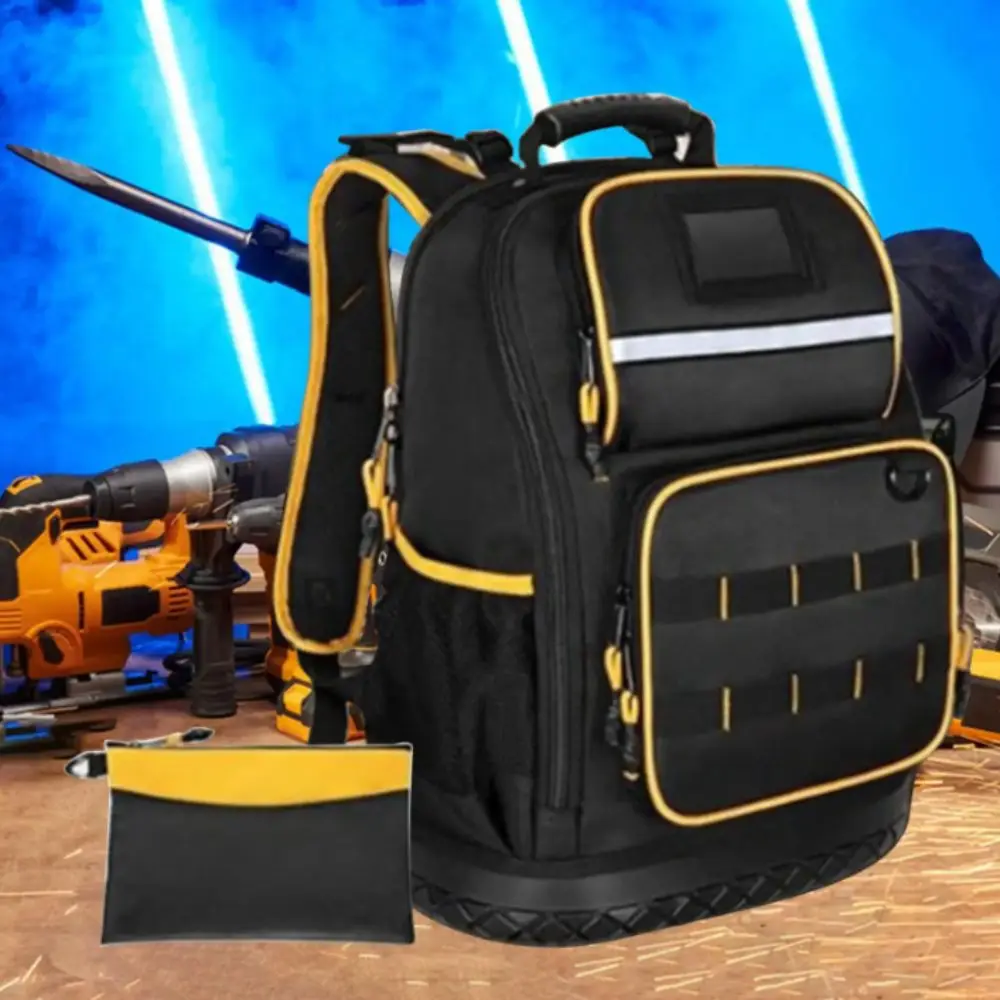 

Черный рюкзак для инструментов с замком, из утолщенного материала, для ноутбука, из ткани Оксфорд, сверхпрочная сумка через плечо