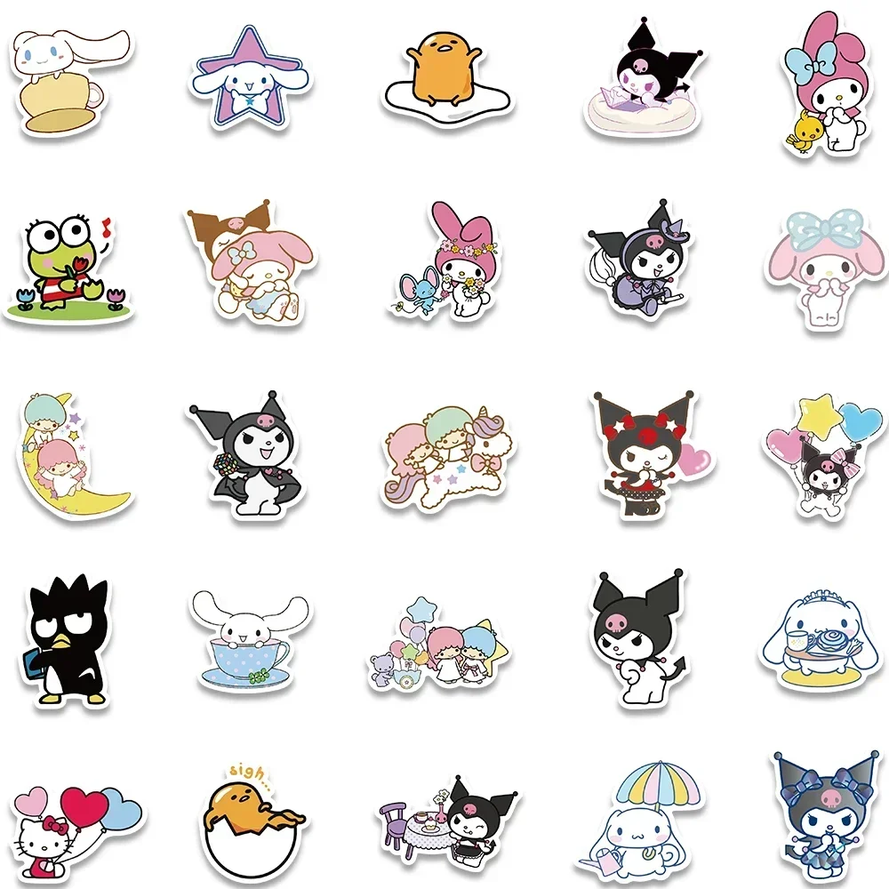 Cute Cinnamoroll Kuromi Stickers My Melody Decals for Laptop Phone Case Girls Sanrio Hello Kitty Anime Stickers Kids Toys