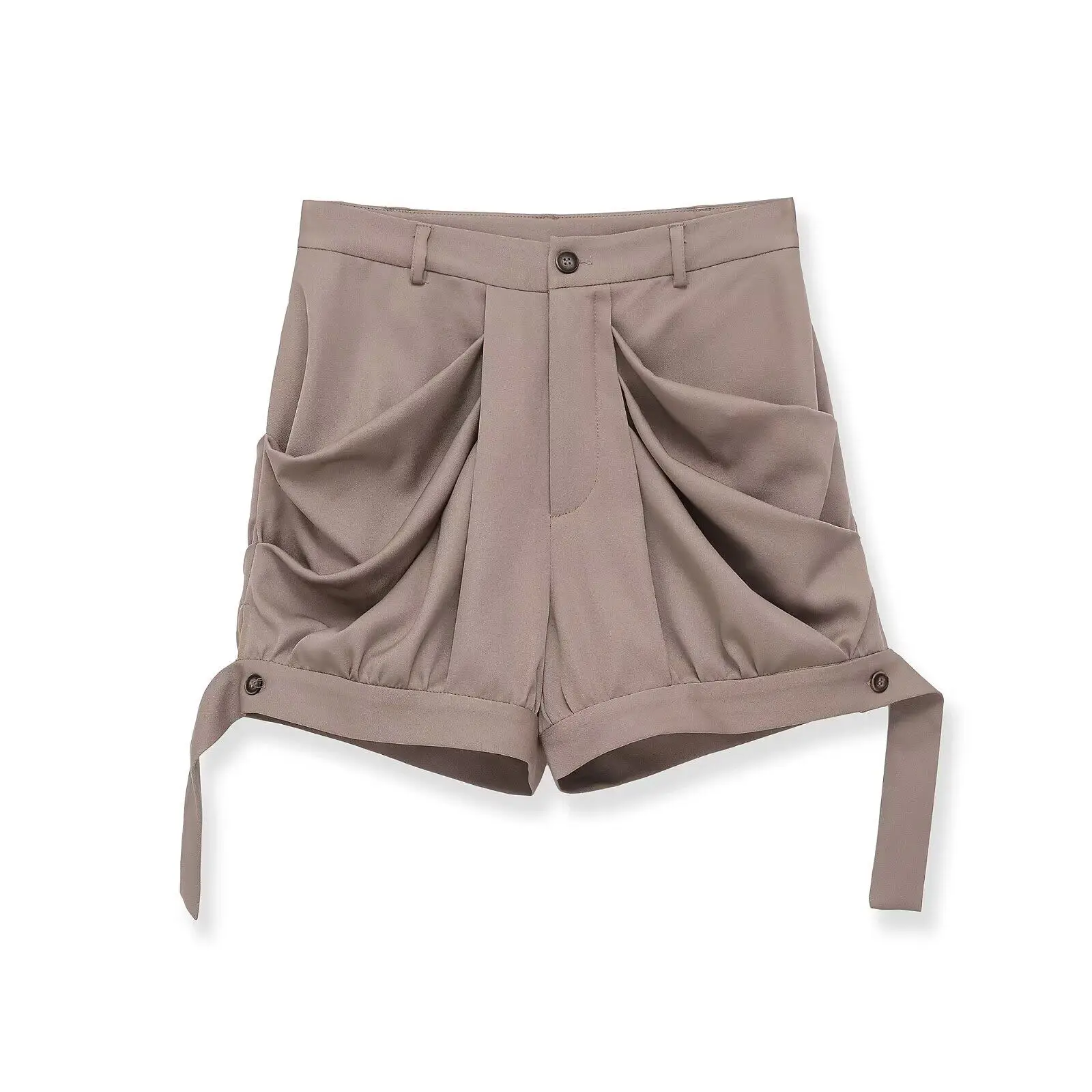 

Solid Color Pleated Women' Shorts 2026 Casual Cargo Shorts Summer Fashion Wide Leg Shorts for Daily Wear, Office & Street Style