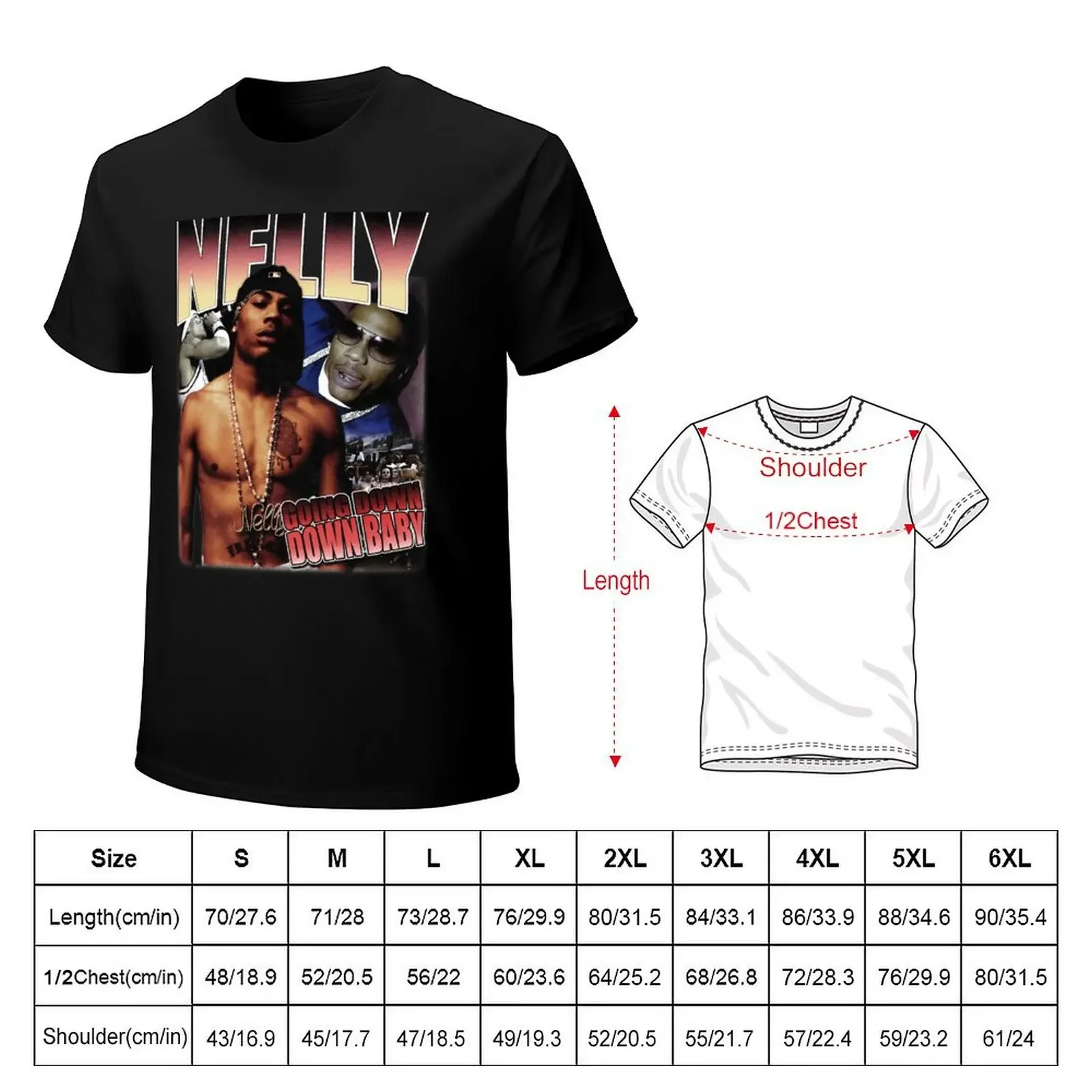 90s Vintage Hip Hop Nelly Going Down Down Baby T-Shirt custom t shirt anime figures oversized t shirt mens designer clothes