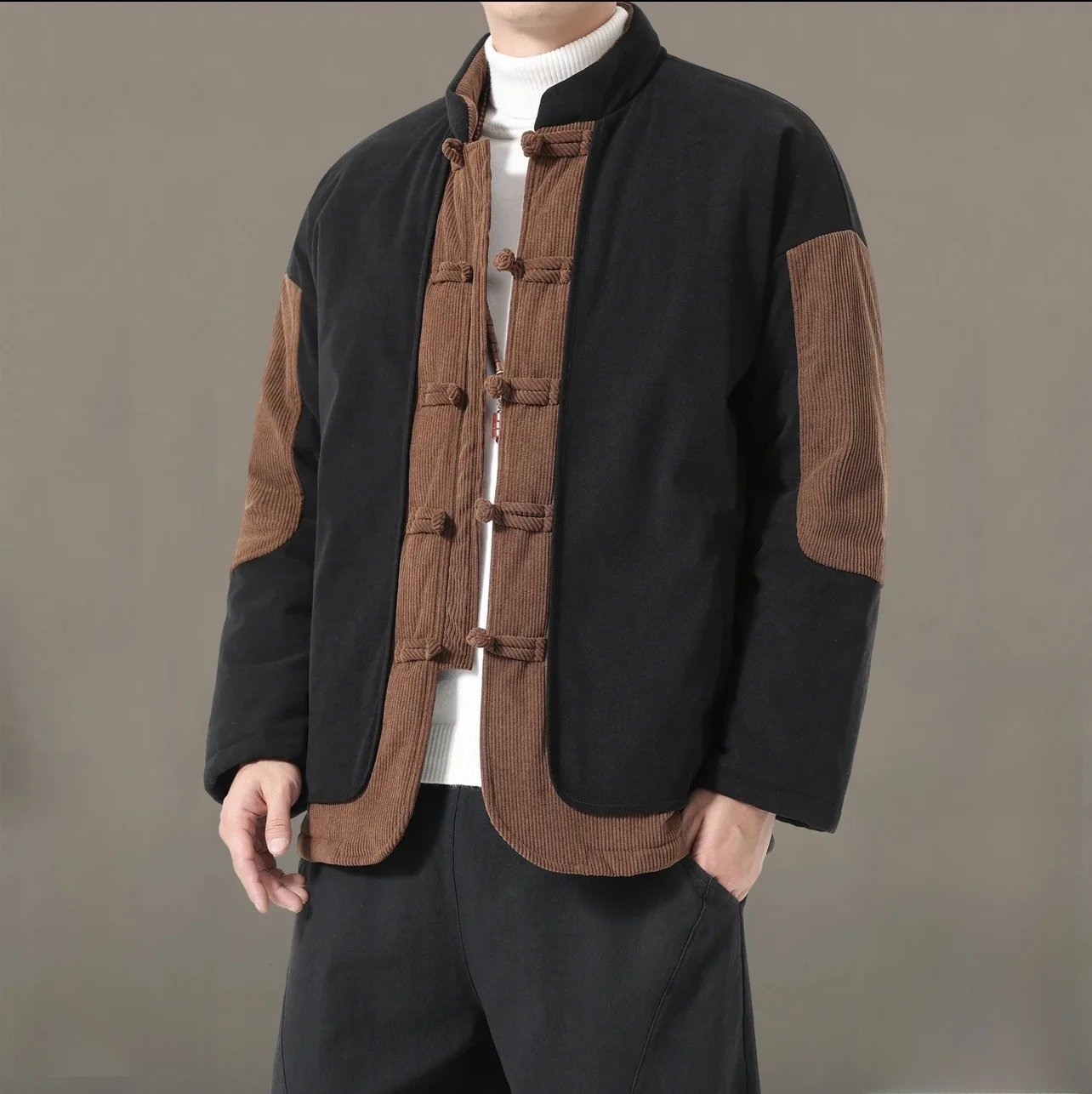 

Зимняя утепленная повседневная хлопковая куртка для мужчин, свободного кроя, на пуговицах, с воротником-стойкой, в стиле ретро, молодежная, с длинными рукавами