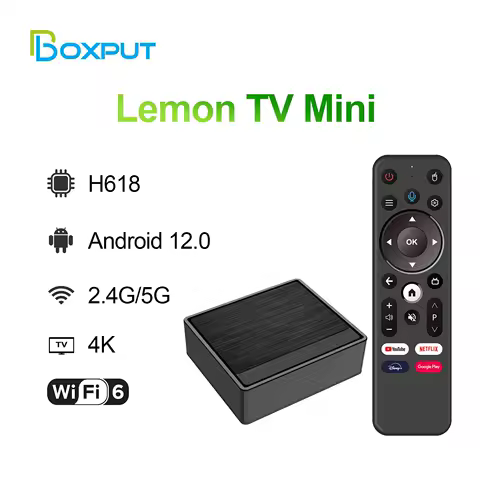BOXPUT Android 12 Lemon TV Mini Smart TV Box Allwinner H618 Quad-core 2.4G/5G Wifi6 BT5.4 Remote Control 4K Set-top Box 2G/16G