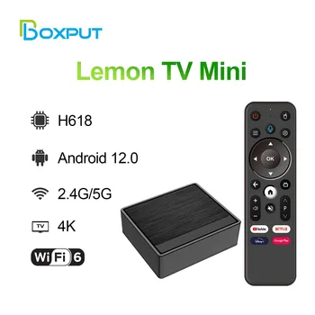 BOXPUT Android 12 Lemon TV Mini Smart TV Box Allwinner H618 Quad Core 2.4G/5G Wifi6 BT5.4 Remote Control 4K Set-top Box 2G/16G